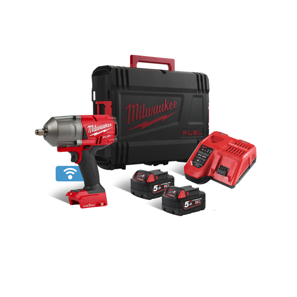 Milwaukee M18 5amp Fuel One-Key High Torque 1/2 Impact Wrench c/w 2 x 5amp batteries M18ON