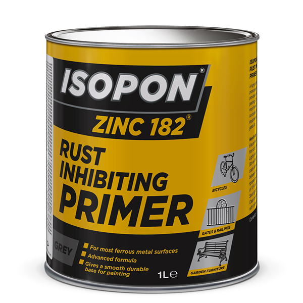 U-POL ISOPON ZINC 182 Rust Inhibiting Primer Grey 1ltr