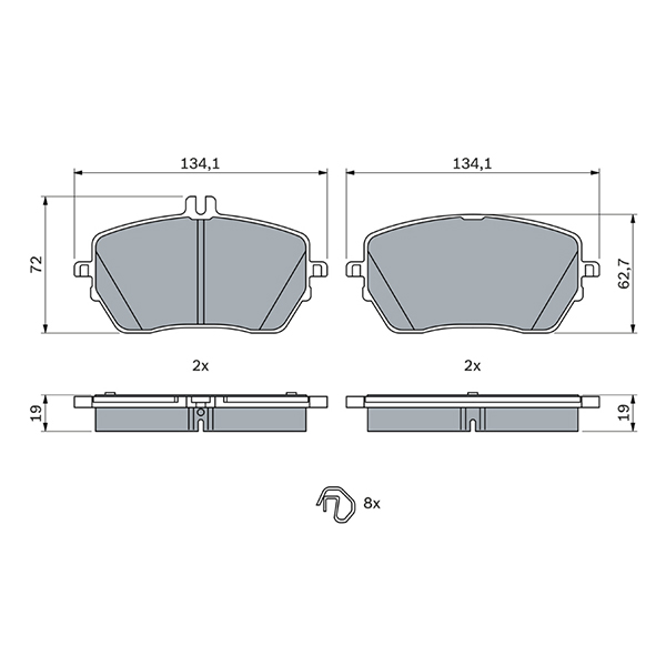 Bosch Front Brake Pads Mercedes A-Class / B-Class (18-) *w/o Sport Brakes* | Euro Car Parts