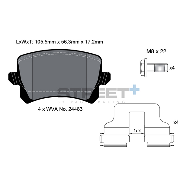 Pagid Street+ Street + Rear Brake Pads Volkswagen Tiguan (09/07 -) | Euro Car Parts