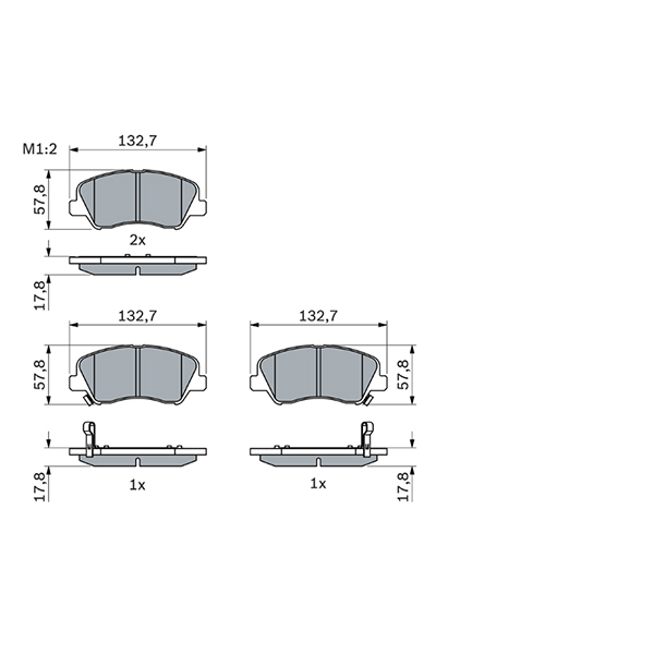 Bosch Front Brake Pads Kia Rio (09/11 -) *w/o Spring Holes* | Euro Car Parts