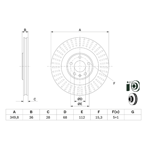 Bosch Rear Brake Disc Audi Q7 (15 -) 350mm | Euro Car Parts