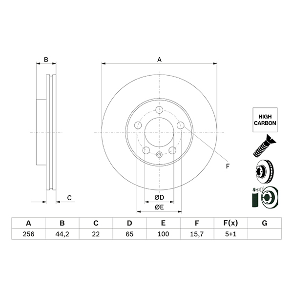 Bosch Front Brake Disc Volkswagen Polo (17 -) 256mm | Euro Car Parts