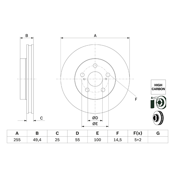 Bosch Front Brake Disc Toyota Prius (15 -) | Euro Car Parts