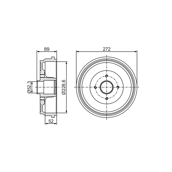 Bosch Rear Drum Renault Kangoo (08-) 228mm *with Brg + Abs Ring* | Euro Car Parts