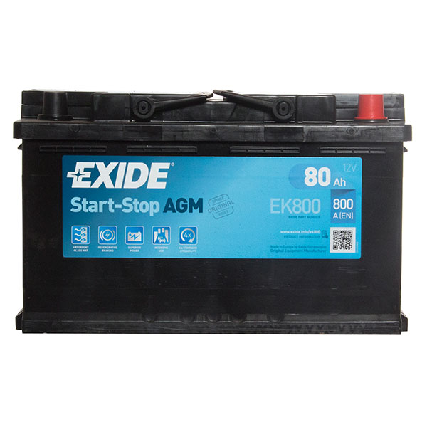 Exide AGM Stop/Start 115 EK800 80AH 800CCA Car Battery (80Ah) - 3 Year Guarantee