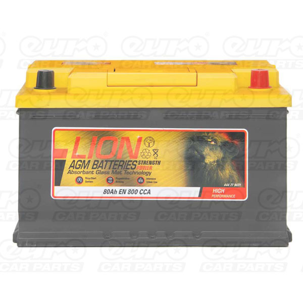 Lion AGM Stop/Start 115 80AH 800CCA Car Battery - 3 year Guarantee