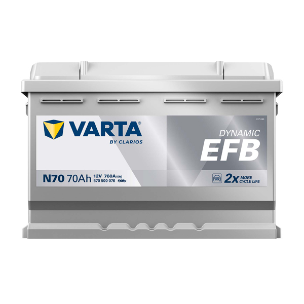 Varta EFB Stop/Start 096 70AH 760CCA Car Battery - 3 Year Guarantee