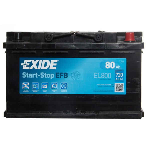 Exide EFB Stop/Start 115 EL800 80AH 720CCA Car Battery (EL800) - 3 year Guarantee