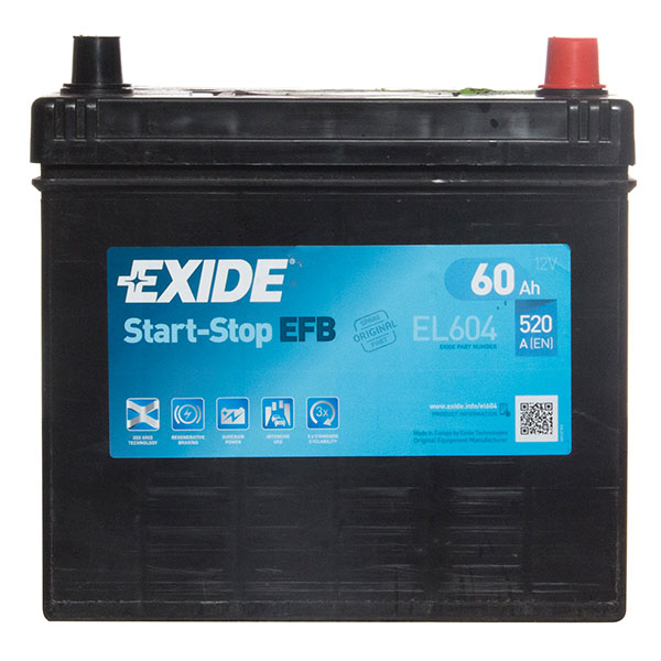 Exide EFB Stop/Start 005 EL604 60AH 520CCA Car Battery - 3 year Guarantee