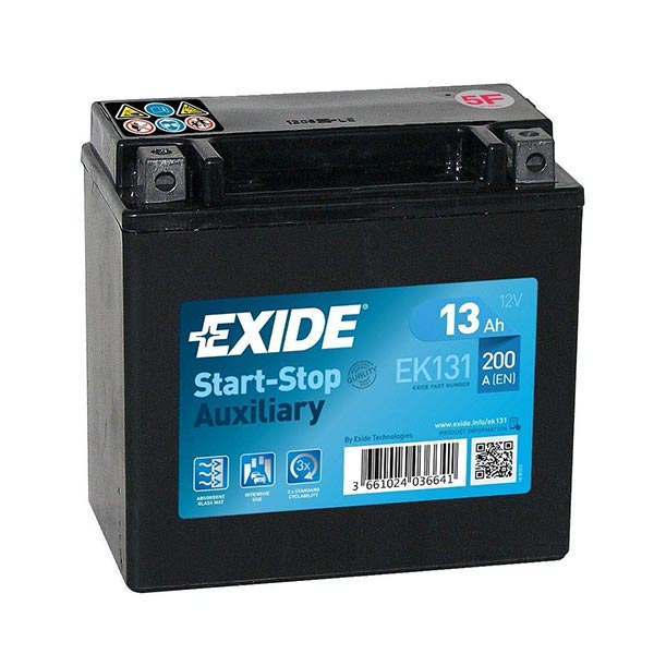 Exide EK131 AGM Stop/Start 13AH 200CCA  Auxiliary Battery - 1 Year Guarantee