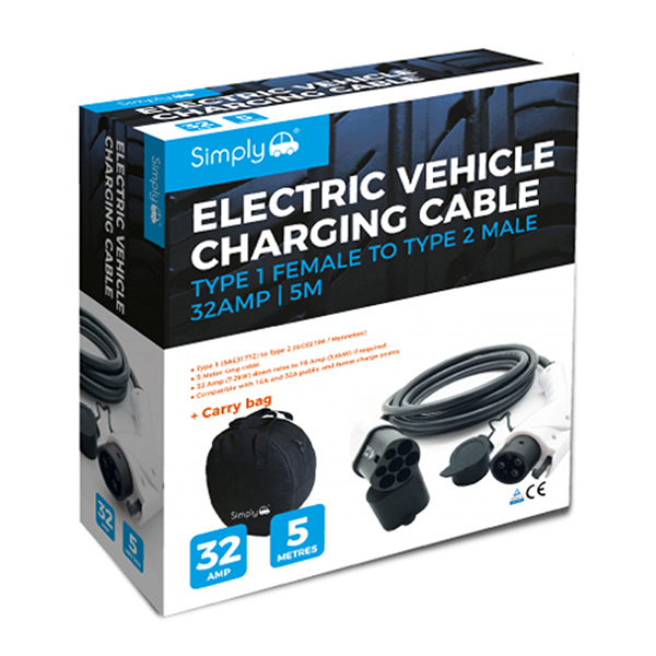 Simply EV Charging Cable - 1 Phase 32A Type 1