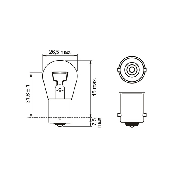 Bosch 382 12V 21W Single Filament Bulb - Single Bulb