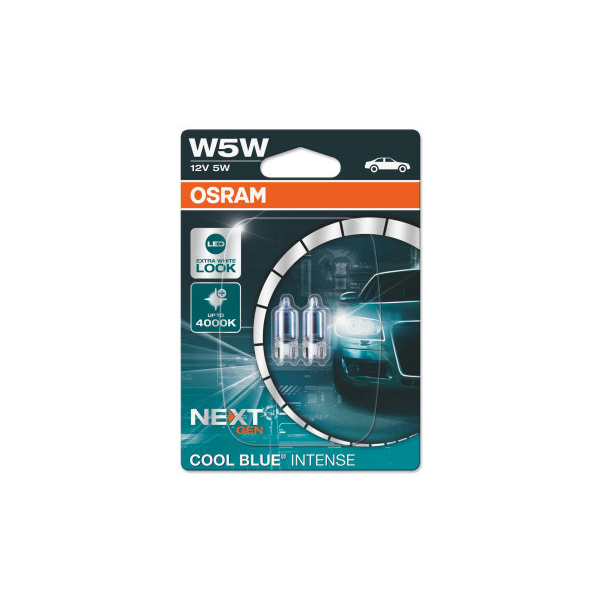 Osram Cool Blue Intense 501 Bulb 12V 5W T10 - Twin Pack