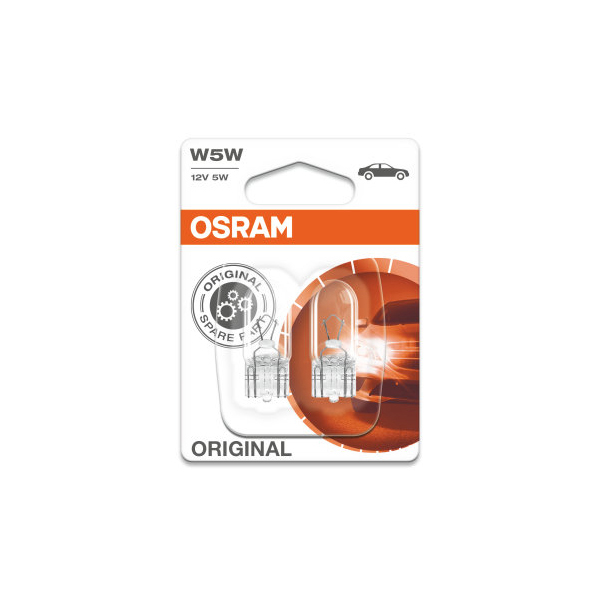 Osram 501 12V 5W Capless Wedge Bulb Clear - Twin Pack