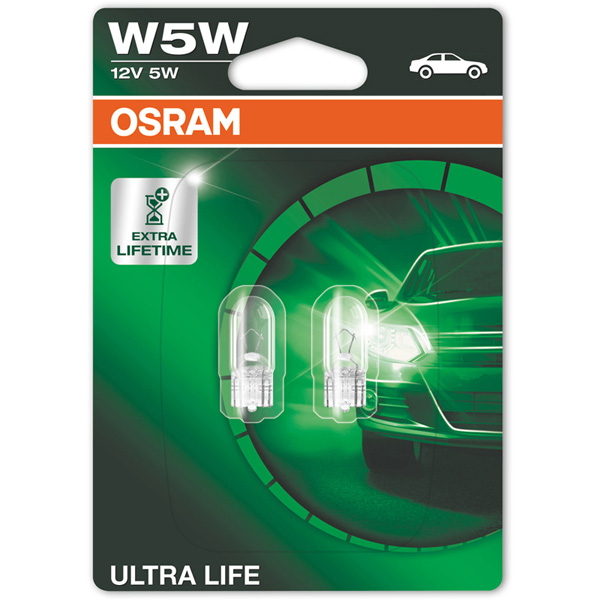 Osram Ultra Life W5W 12V 5W Bulb - Twin Pack