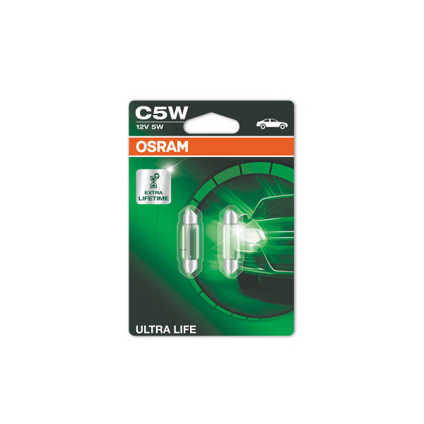 Osram Ultra Life C5W 239 12V 5W Festoon Bulb Clear - Twin Pack