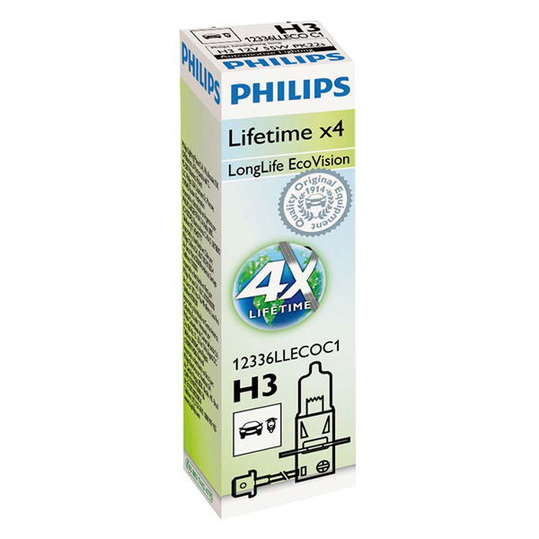 Philips Long Life Ecovision H3 453 12V 55W - Single Bulb