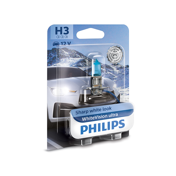 Philips 12V H3 White Vision Ultra +60% Brighter Upgrade - Single Pack