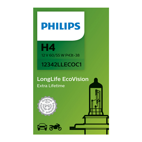 Philips Long Life EcoVision H4 472 12V 60/55W - Single Bulb