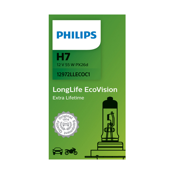 Philips EcoVision Long Life H7 477 12V 55W - Single Box