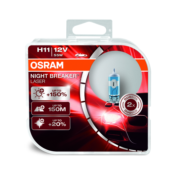 Osram Night Breaker Laser Next Gen Upgrade Headlight Bulb Set -  H11 Single Box