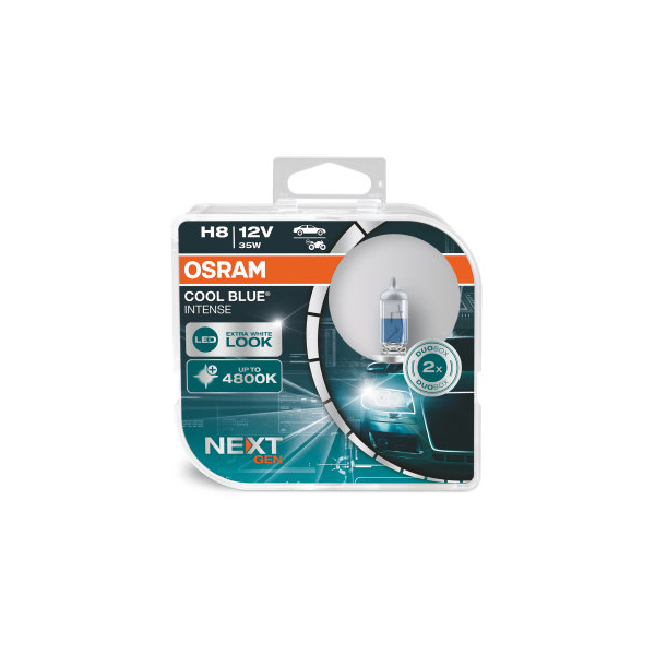Osram Cool Blue Intense H8 headlight bulbs with a Xenon look (2 bulbs)