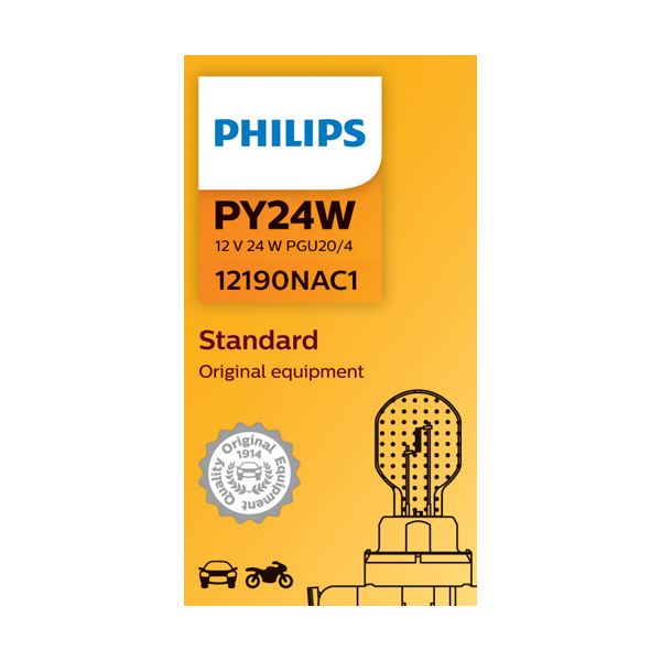 Philips PY24W 12V 24W Black Base Amber Bulb - Single Bulb