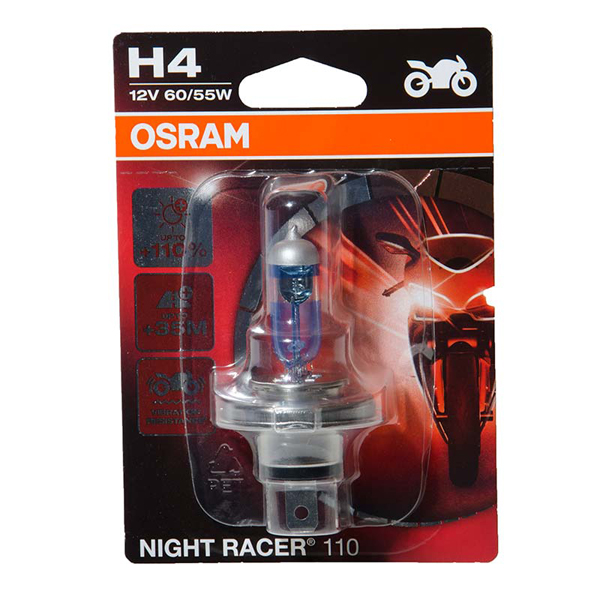 Osram H4 12V 60/55W Night Racer Motorbike Bulb - Single Pack
