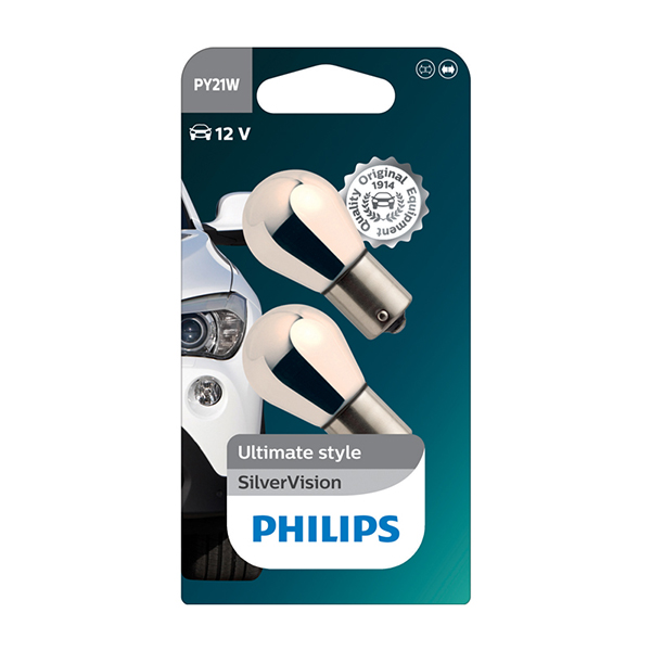 Philips Silver Vision 581 12V PY21W Amber Bulb - Twin Pack