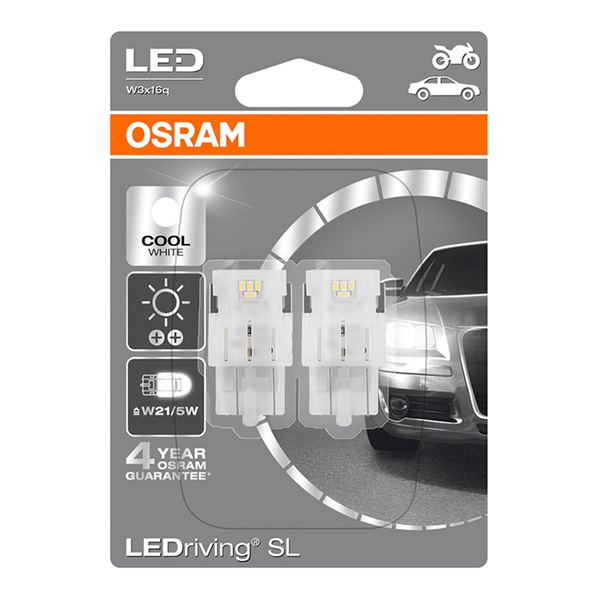 Osram 580 12V W21/5W LED Cool White 6000K - Twin Pack