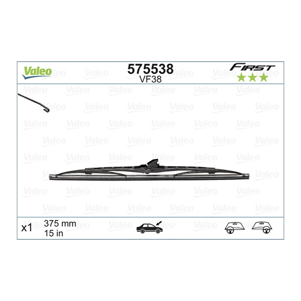 Valeo First Standard 15 Inch Single Wiper Blade