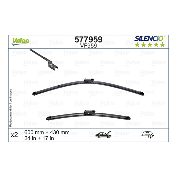 Valeo Silencio Flat Wiper Blade Set VF959
