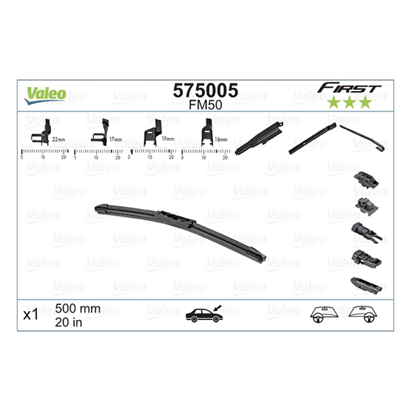 Valeo First Multi-Connect Wiper Blade FM50 20 Inch