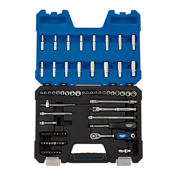 Draper MM/AF Combined Socket Set, 1/4" Sq. Dr. (75 Piece)