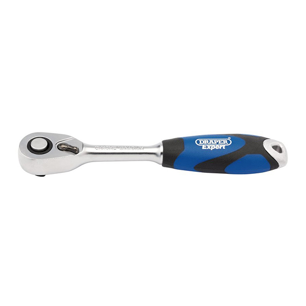 Draper Soft Grip Reversible Ratchet, 1/4" Sq. Dr., 72 Tooth