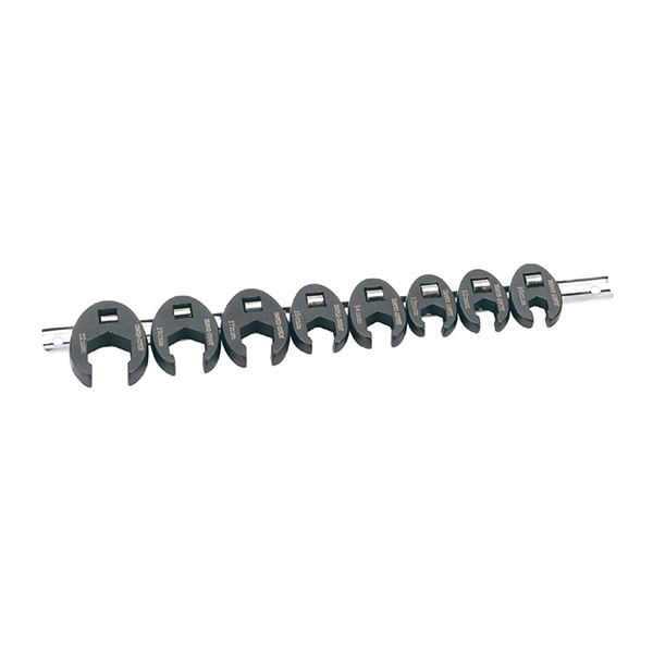 Draper Metric Crow Foot Spanner Set on a Metal Rail, 3/8" Sq. Dr. (8 Piece)