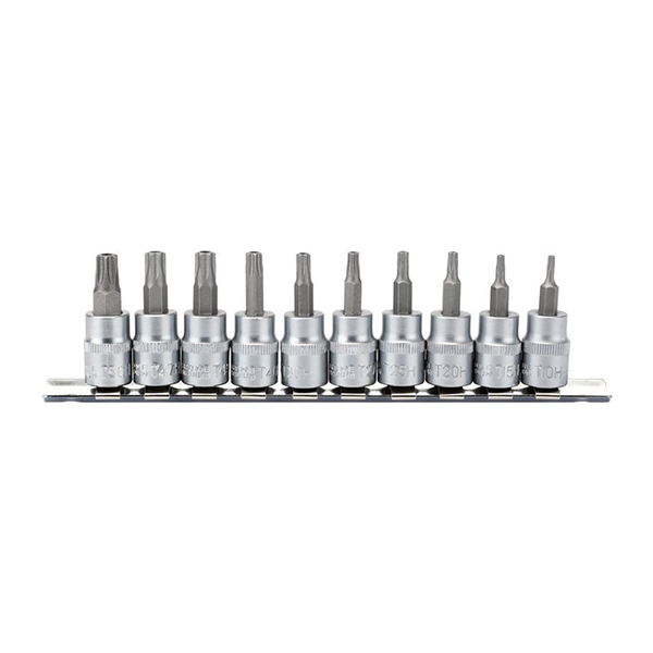 Draper TX-STAR® Security Socket Bit Set, 3/8" Sq. Dr., 48mm (10 Piece)