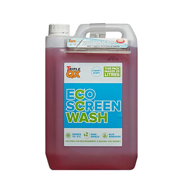 TRIPLE QX 5Ltr Screenwash with 20Ltrs Refill Eco Tablets Cherry Scented