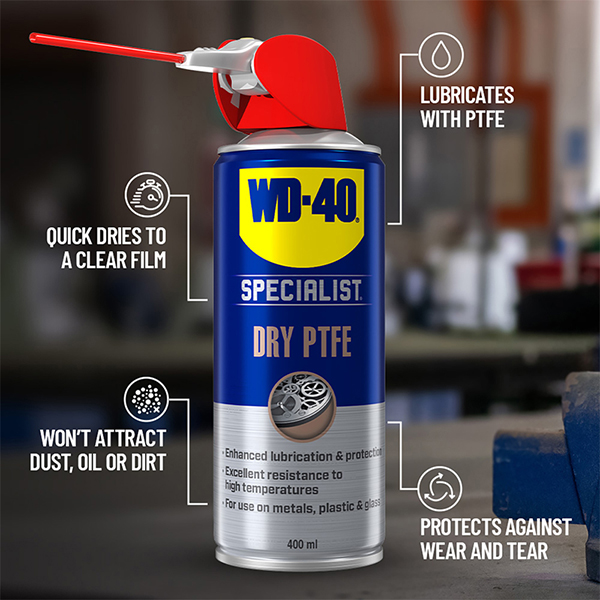 WD-40 Specialist Anti Friction Dry PTFE Lubricant with Smart Straw 250ml