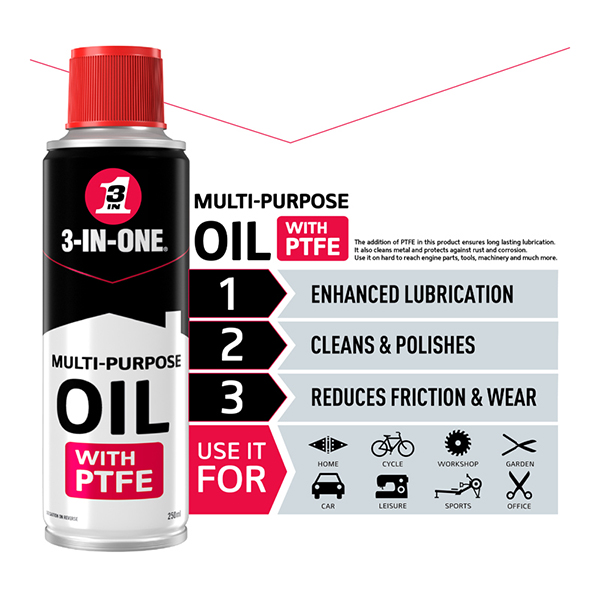 3-IN-ONE Multi-Purpose Oil Spray with PTFE 250ml