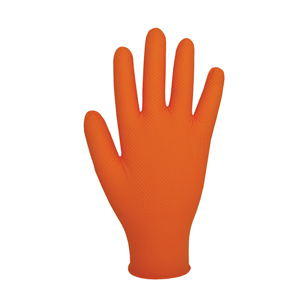 Bodyguard Large - Orange Nitrile powder free grip glove box of 90