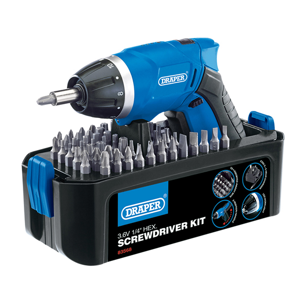 Draper 3.6V Cordless Li-ion Screwdriver Kit