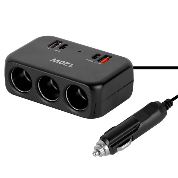 Streetwize 12V Triple Socket + Dual USB (A & C) – 80cm Cable