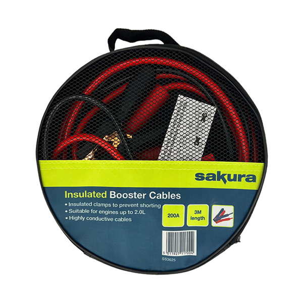 Sakura Insulated Booster Cables up to 2.0L (200 Amp - 3m cable)