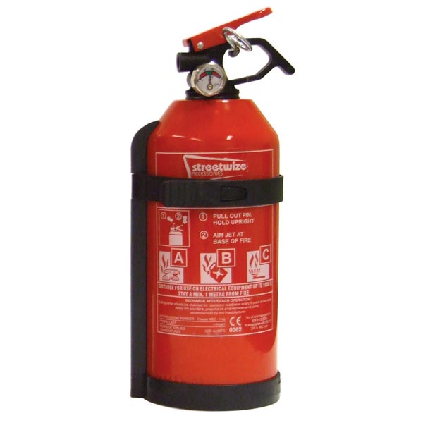 Streetwize Fire Extinguishers  (EN3/CE62 Standard) - 1 kg Dry Powder ABC+ Gauge