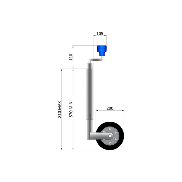 Maypole 42MM Jockey Wheel 100KG Max Load Capacity