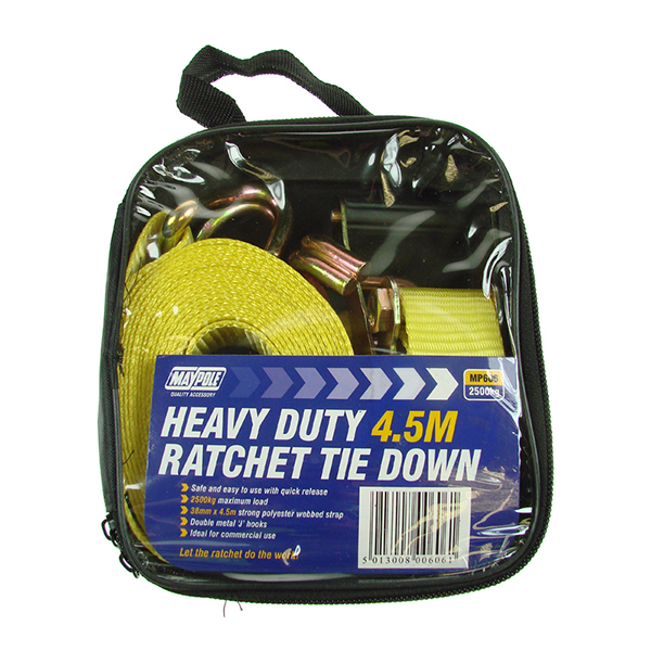 Maypole MP606 38mm x 4.5m 2500Kg Ratchet Strap & Hooks