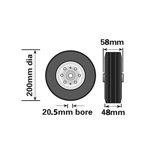 Maypole MP228 200mm Steel Wheel For Jockey Wheels