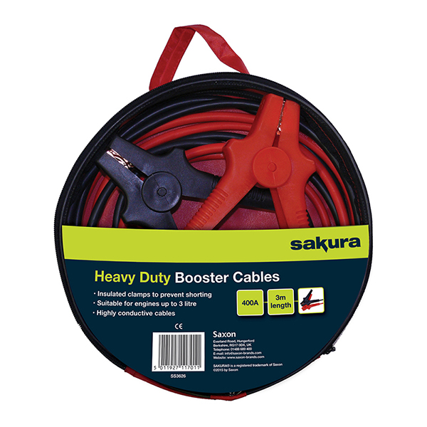 Sakura Heavy Duty Booster Cables up to 3.0L (400 Amp - 3m)